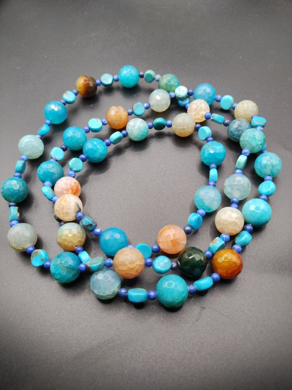 Jay King DTR Spider web Agate, turquoise Lapis long 42" necklace stunning